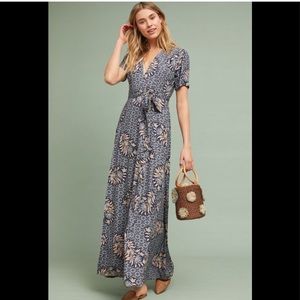 Anthropologie ODELLS Zinaida Maxi Wrap Blue Dress